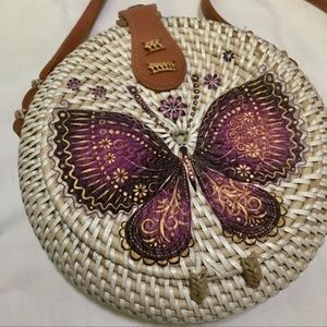 A hand made woven rattan bag from Bali Indonesia